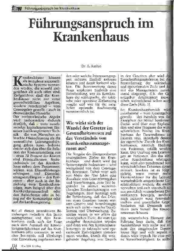 Vorschauseite 1: Führungsanspruch im Krankenhaus