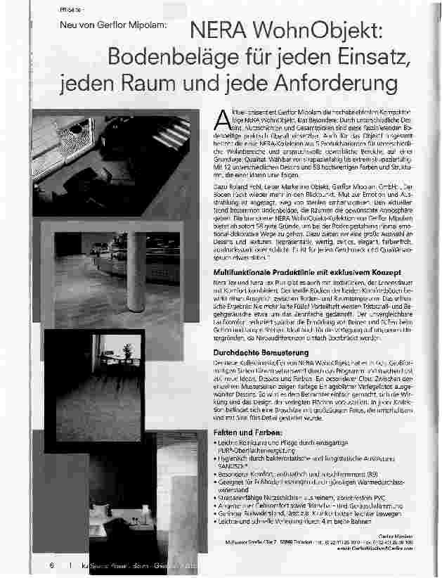 Vorschauseite 1: NERA Wohn Objekt: Bodenbeläge für jeden Einsatz, jeden Raum und jede Anforderung