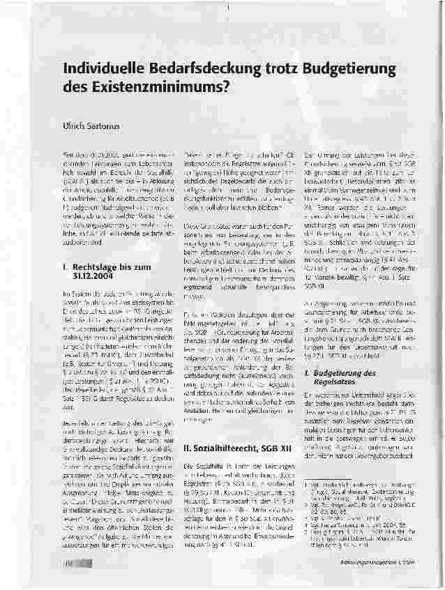 Vorschauseite 1: Individuelle Bedarfsdeckung trotz Budgetierung des Existenzminimums?