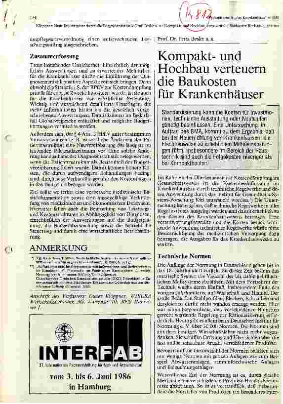 Vorschauseite 1: Kompaktund Hochbau versteuern die Baukosten für Krankenhäuser