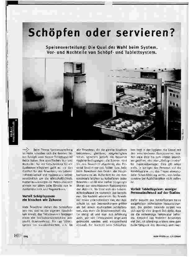 Vorschauseite 1: Schöpfen oder servieren? Vorund Nachteile von Schöpfund Tablettsystem.