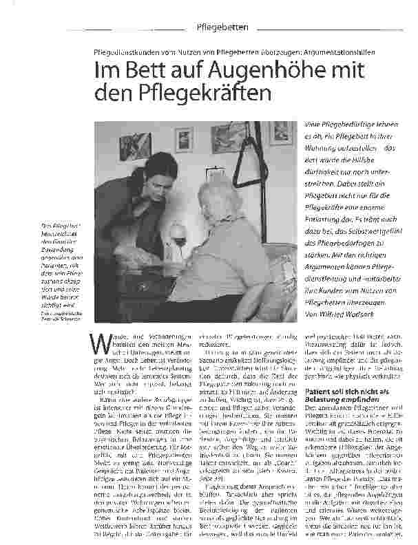 Vorschauseite 1: Pflegedienstkunden vom Nutzen von Pflegebetten überzeugen: ArgumentationshilfenIm Bett auf Augenhöhe mit den Pflegekräften