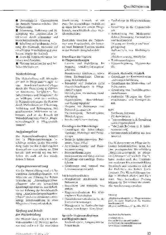 Vorschauseite 2: HygienebeauftragteSpezialisten in der stationären Altenpflege