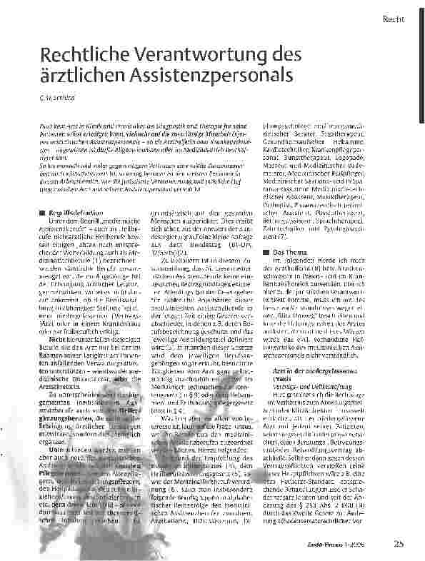 Vorschauseite 1: Rechtliche Verantwortung des ärztlichen Assistenzpersonals