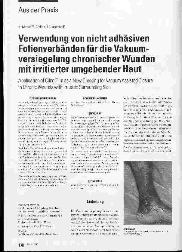 Vorschauseite 1: Verwendung von nicht adhäsiven Folienverbänden für die Vakuumversiegelung chronischer Wunden mit irritierter umgebender Haut