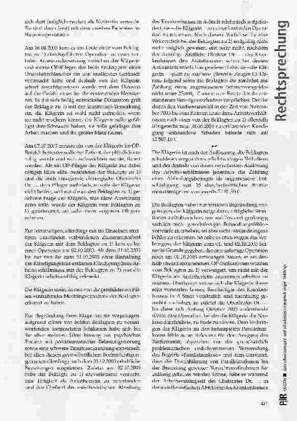 Vorschauseite 6: Zum Schmerzensgeldund Schadensersatzanspruch wegen Mobbings
