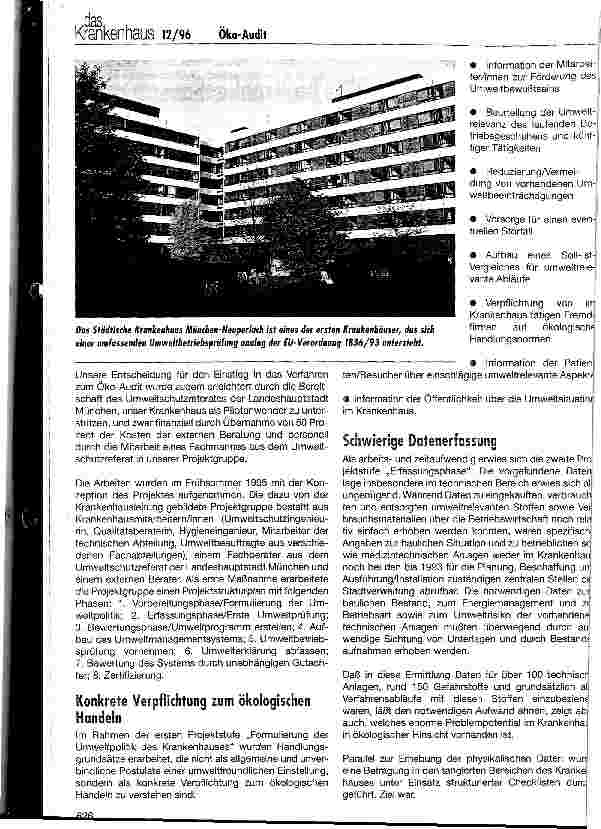 Vorschauseite 2: Umsetzung des Öko-Audits im Krankenhaus Erfahrungen aus dem Pilotprojekt in München-Neuperlach