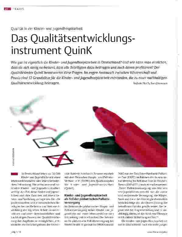 Vorschauseite 1: Das Qualitätsentwicklungsinstrument QuinK