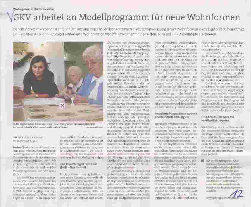 Vorschauseite 1: GKV arbeitet an Modellprogramm für neue Wohnformen