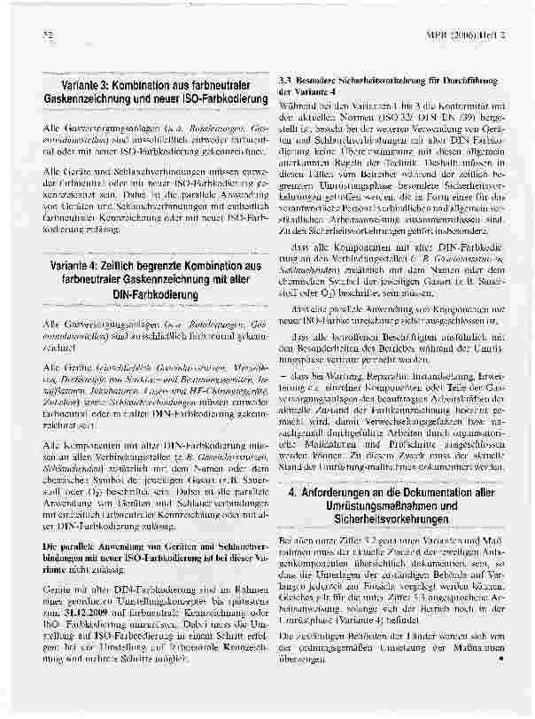 Vorschauseite 3: Die für das Medizinprodukterecht zuständigen Obersten Landesbehörden informieren zur Umstellung der Medizintechnik auf neue Gaskennfarben