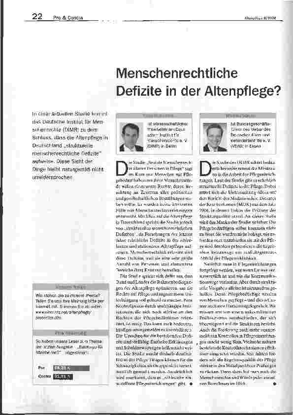 Vorschauseite 1: Menschenrechtliche Defizite in der Altenpflege?