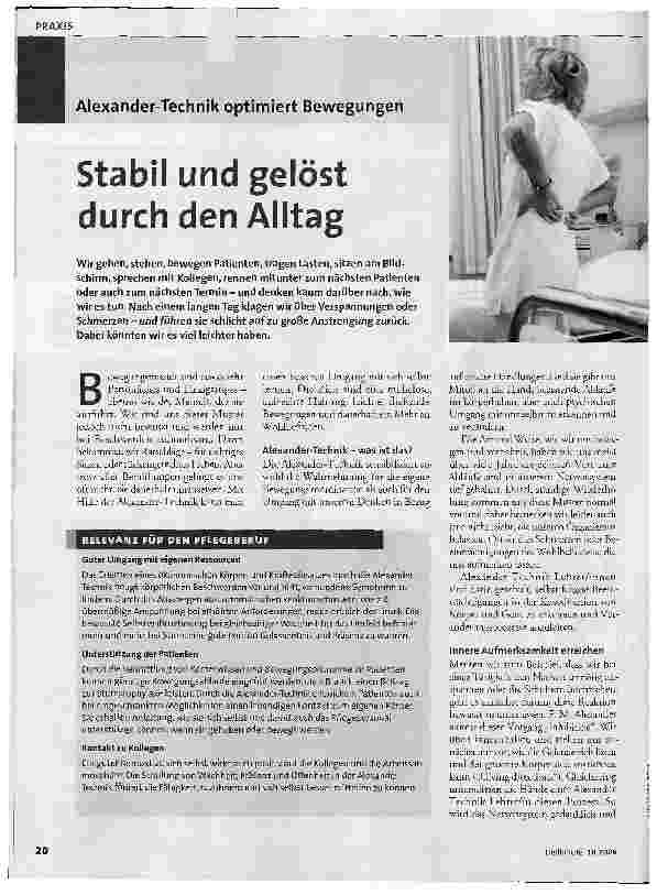 Vorschauseite 1: Alexander-Technik optimiert Bewegungen - Stabil und gelöst durch den Alltag