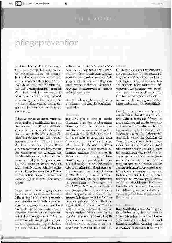 Vorschauseite 2: Pflegeprävention - eine neue Aufgabe für Pflegeberufe!