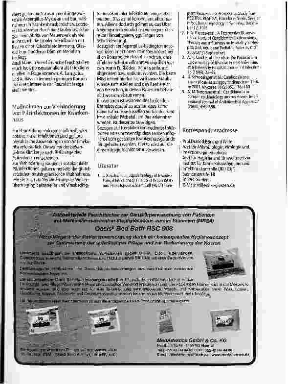 Vorschauseite 4: Pilzbedingte Infektionen im Krankenhaus