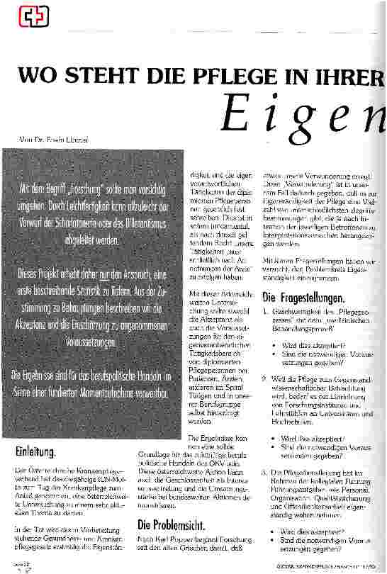Vorschauseite 1: Wo steht die Pflege in ihrer Eigenständigkeit?