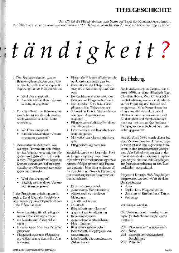 Vorschauseite 2: Wo steht die Pflege in ihrer Eigenständigkeit?