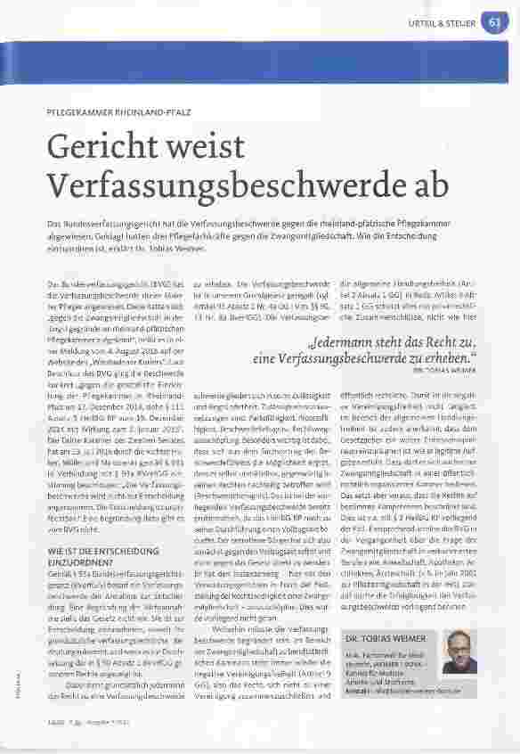 Vorschauseite 1: Gericht weist Verfassungsbeschwerde ab