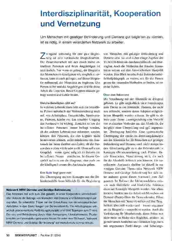 Vorschauseite 1: Interdisziplinarität, Kooperation und Vernetzung