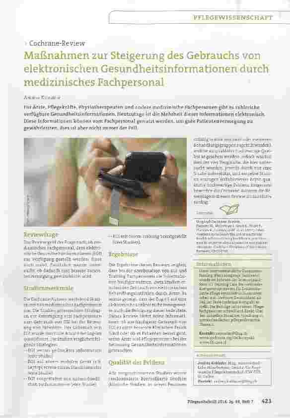 Vorschauseite 1: Maßnahmen zur Steigerung des Gebrauchs von elektronischen Gesundheitsinformationen durch medizinisches Fachpersonal