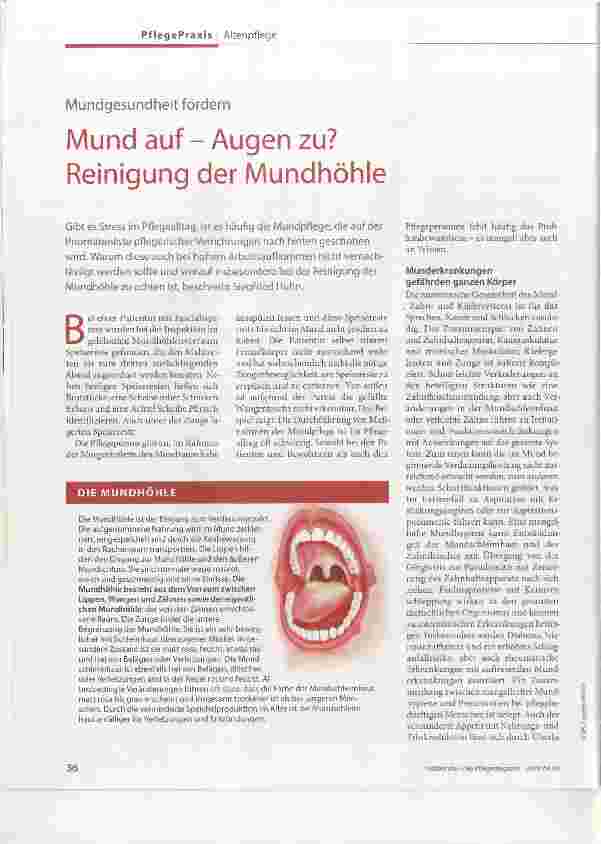 Vorschauseite 1: Mund auf Augen zu? Reinigung der Mundhöhle