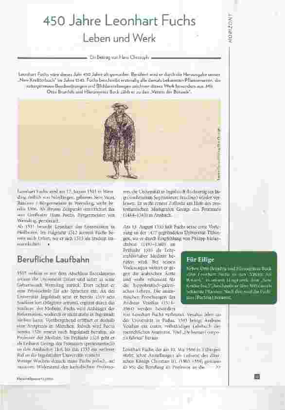 Vorschauseite 1: 450 Jahre Leonhart Fuchs