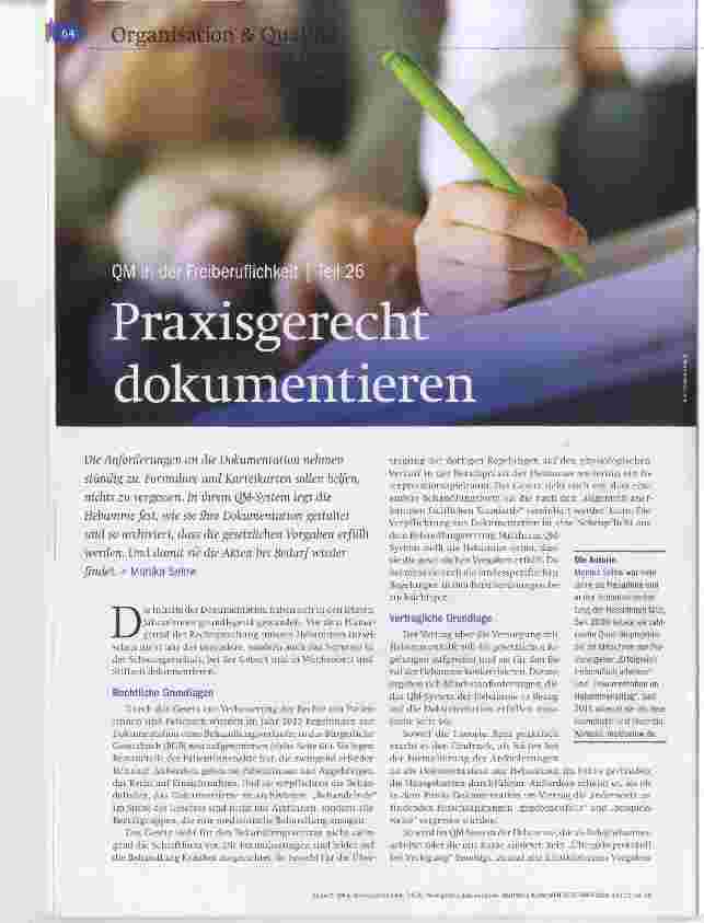 Vorschauseite 1: QM in der Freiberuflichkeit | Teil 26 Praxisgerecht dokumentieren