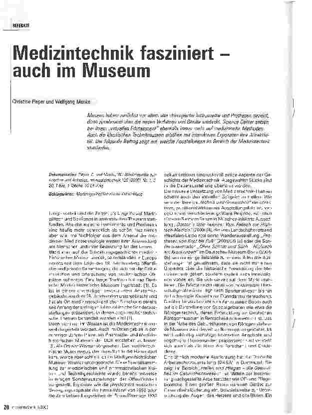 Vorschauseite 1: Medizintechnik fasziniert auch im Museum