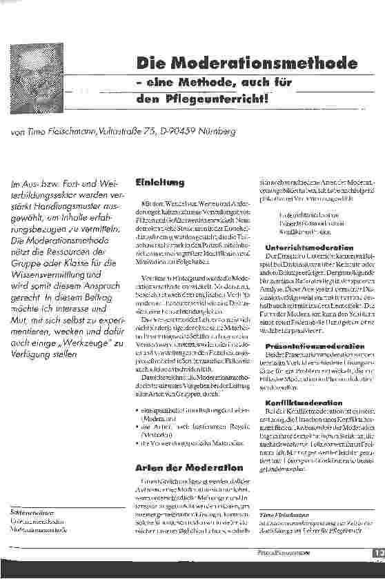 Vorschauseite 1: Die Moderationsmethode - eine Methode auch für den Pflegeunterricht