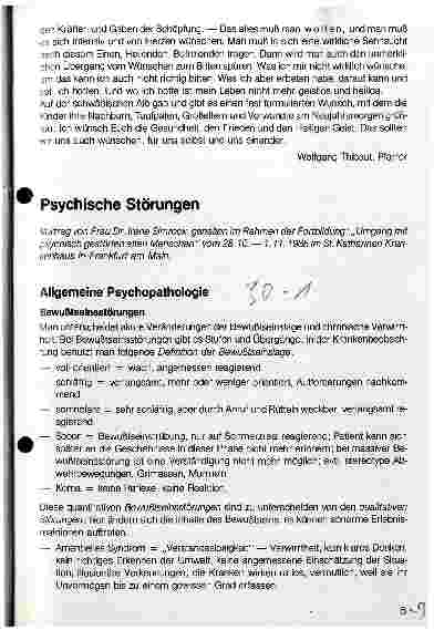 Vorschauseite 1: Psychische Störungen Allgemeine Psychopathologie