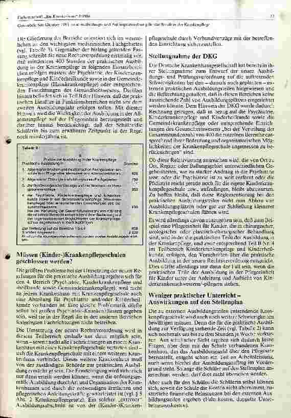 Vorschauseite 5: Seit Oktober 1985. neue Ausbildungs und Prüfungsordnung für die Berufe in der Krankenpflege