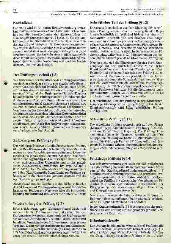 Vorschauseite 6: Seit Oktober 1985. neue Ausbildungs und Prüfungsordnung für die Berufe in der Krankenpflege