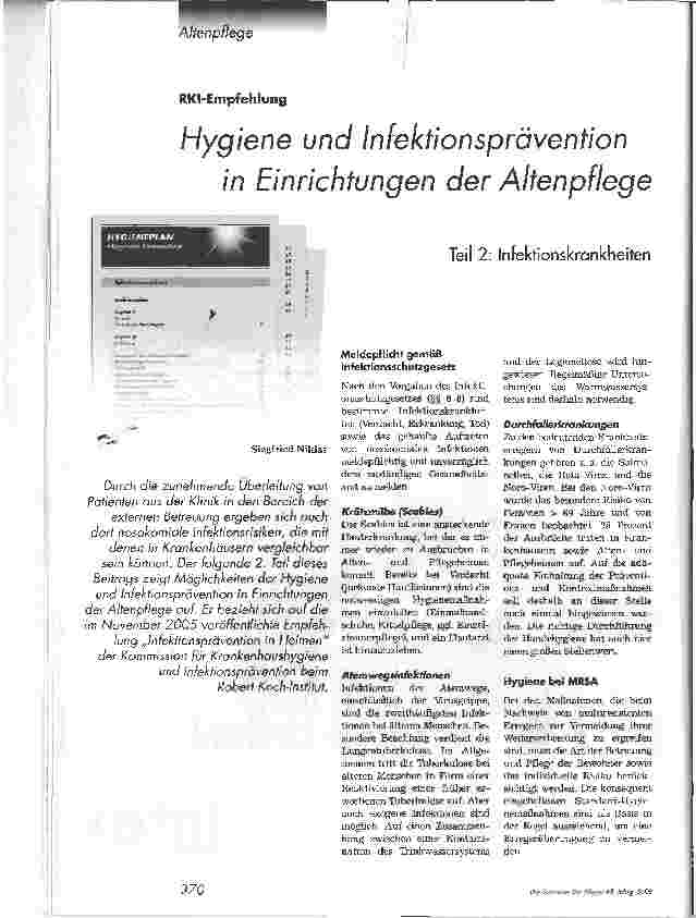 Vorschauseite 1: Hygiene und Infektionsprävention in Einrichtungen der Alten pflege Teil 2: Infektionskrankheiten