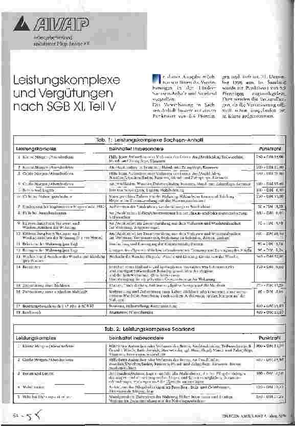 Vorschauseite 1: Leistungskomplexe und Vergütungen nach SGB XI, Teil V