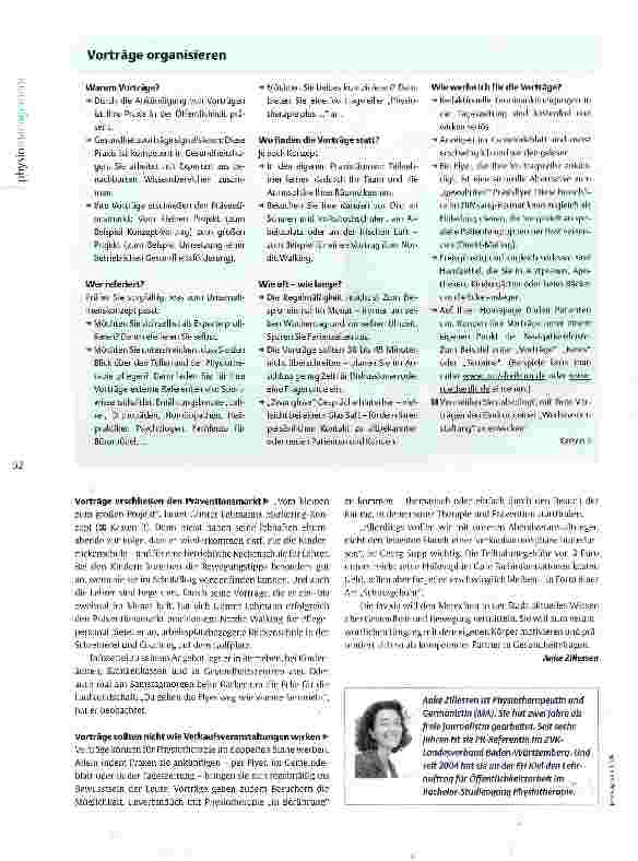 Vorschauseite 3: Marketingaktion: Vorträge für Patienten Die Praxis ins Gespräch bringen