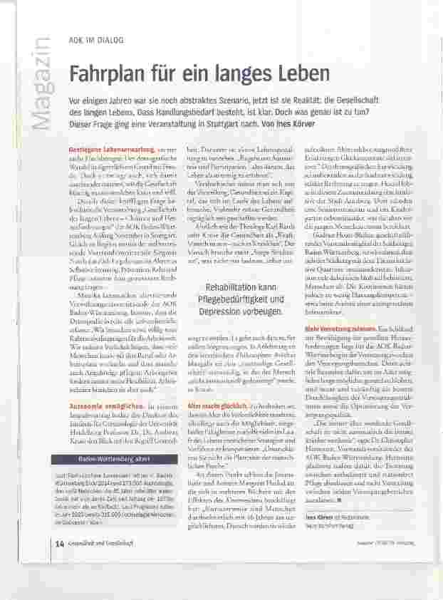 Vorschauseite 1: Fahrplan für ein langes Leben