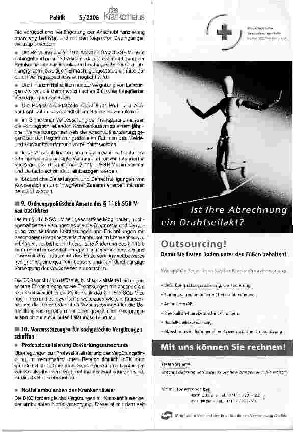 Vorschauseite 3: DKG-Positionen zur Gesundheitsreform 2006