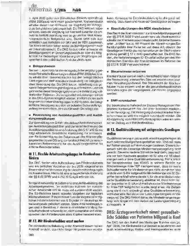 Vorschauseite 4: DKG-Positionen zur Gesundheitsreform 2006
