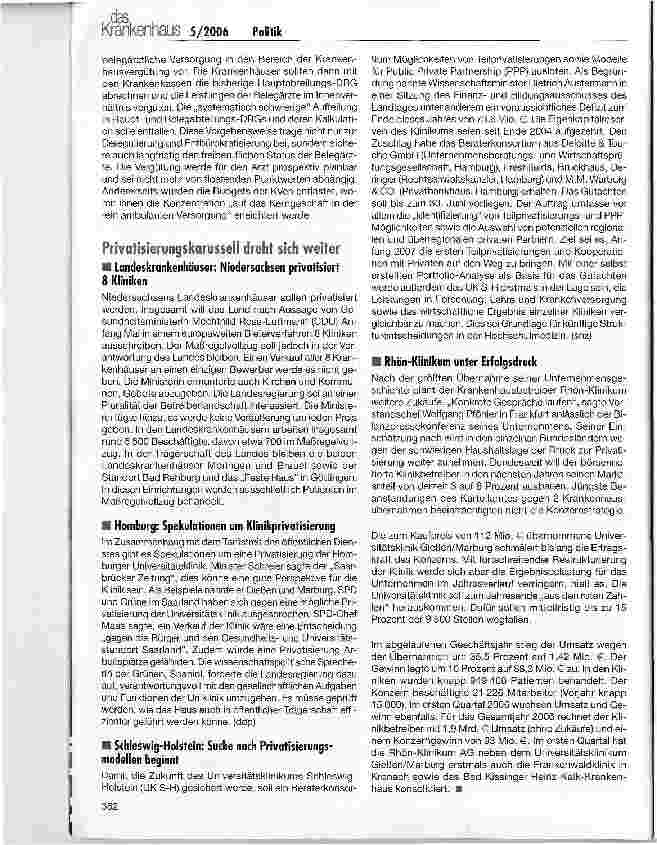 Vorschauseite 6: DKG-Positionen zur Gesundheitsreform 2006