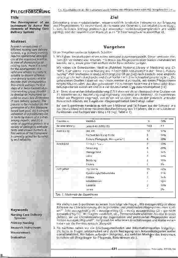 Vorschauseite 2: Ein Instrument zur Erfassung von Pflegesystemen (IzEP):Vorgehen bei der Instrumentenentwicklung
