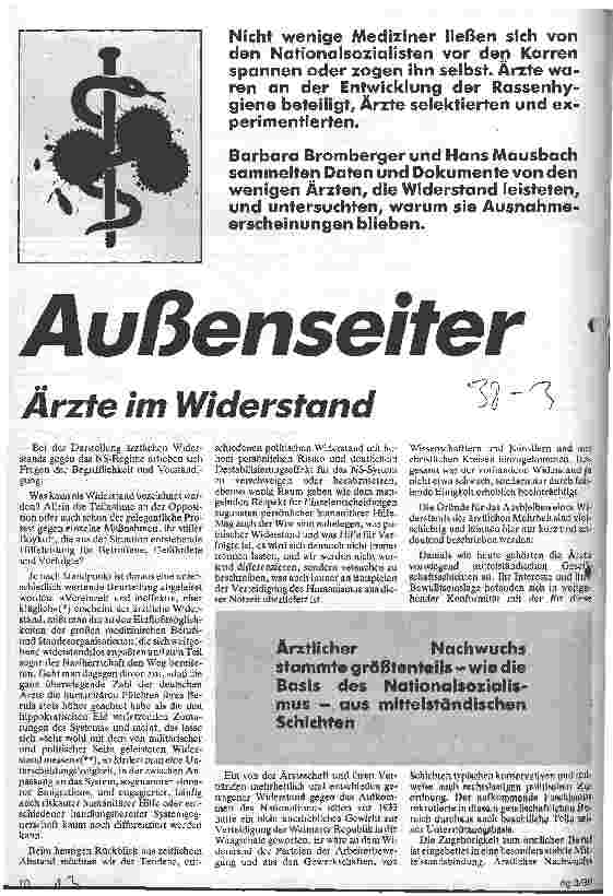 Vorschauseite 1: Außenseiter Ärzte im Widerstand