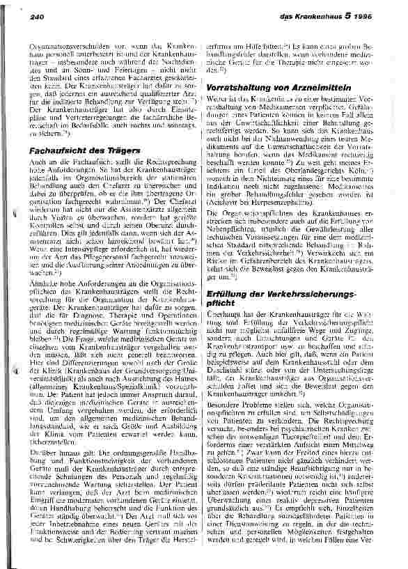 Vorschauseite 3: Die Organisation des Krankenhauses unter haftungsrechtlichen Gesichtspunkten