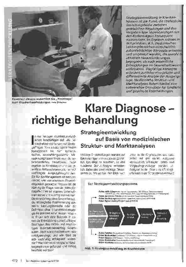 Vorschauseite 1: Klare Diagnose - richtige BehandlungStrategieentwicklung auf Basis von medizinischen Strukturund Marktanalysen