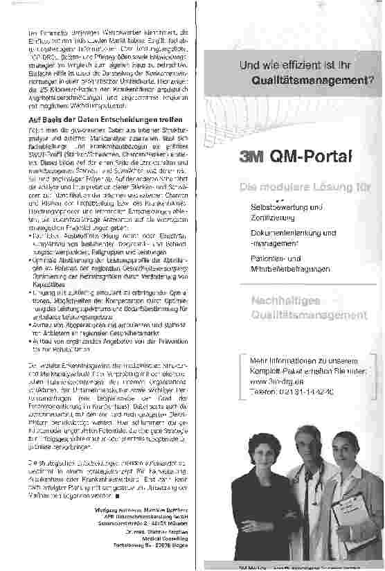 Vorschauseite 4: Klare Diagnose - richtige BehandlungStrategieentwicklung auf Basis von medizinischen Strukturund Marktanalysen