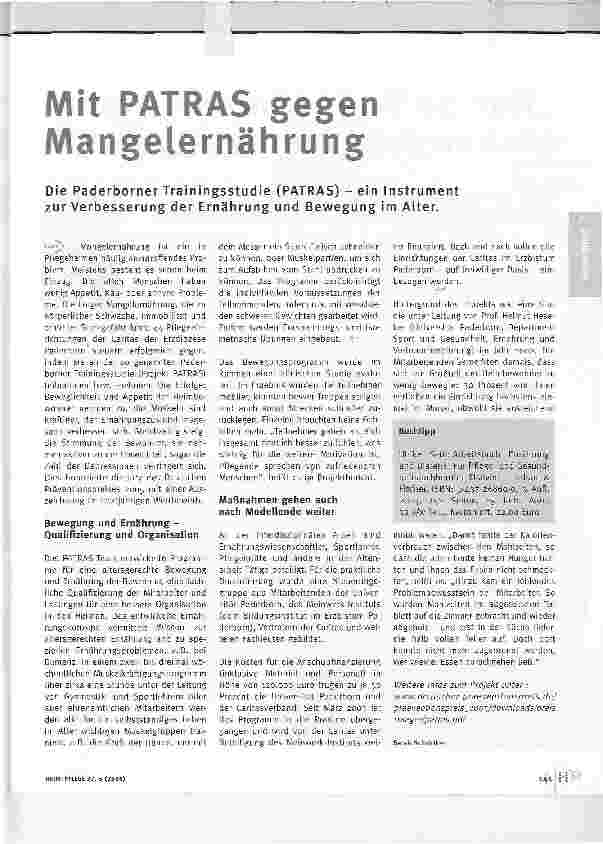 Vorschauseite 1: Mit PATRAS gegen Mangelernährung