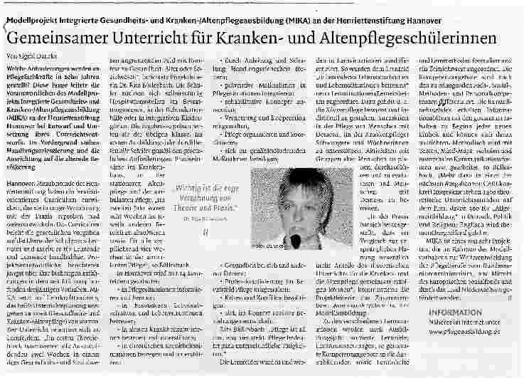 Vorschauseite 1: Gemeinsamer Unterricht für Krankenund Altenpflegeschülerinnen