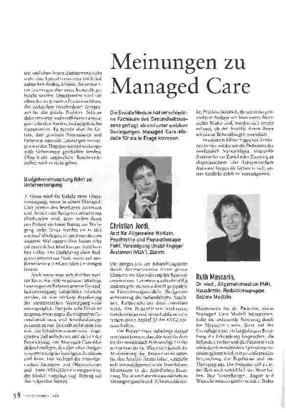 Vorschauseite 2: Weichenstellung in Richtung Managed Care