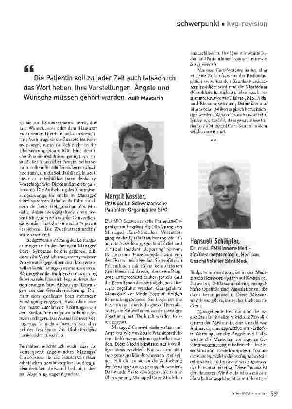 Vorschauseite 3: Weichenstellung in Richtung Managed Care
