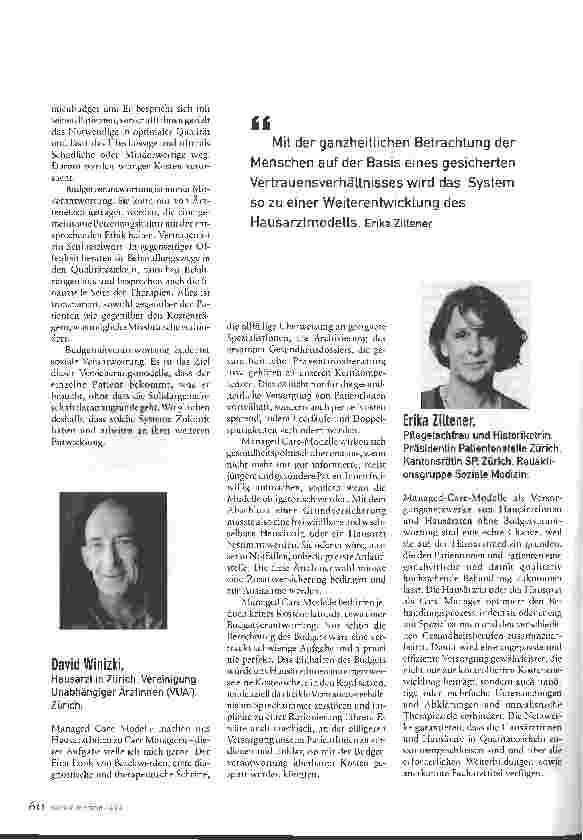 Vorschauseite 4: Weichenstellung in Richtung Managed Care