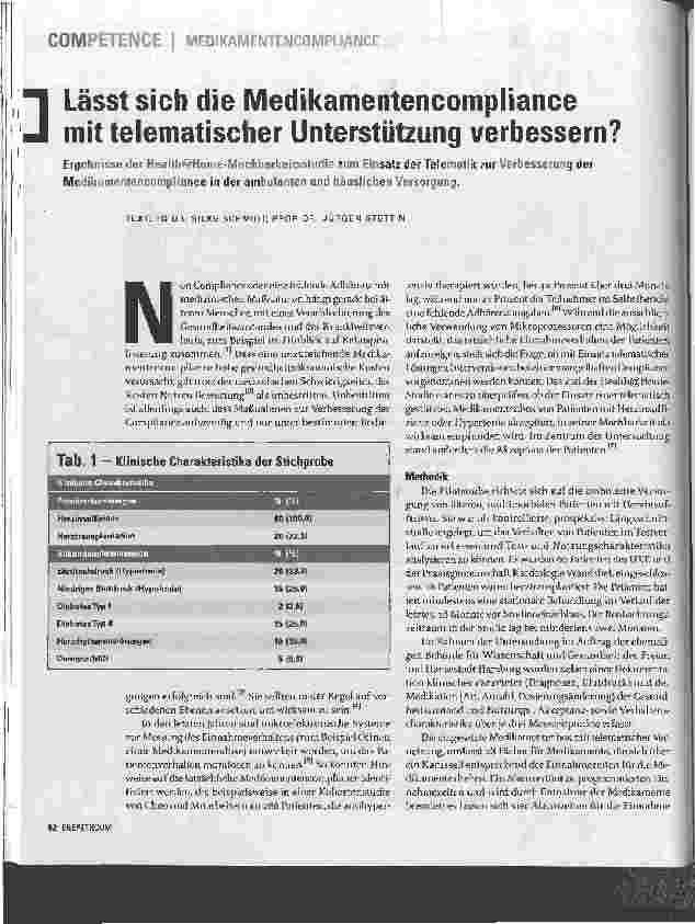 Vorschauseite 1: Lässt sich die Medikamentencompliance mit telematischer Unterstützung verbessern?