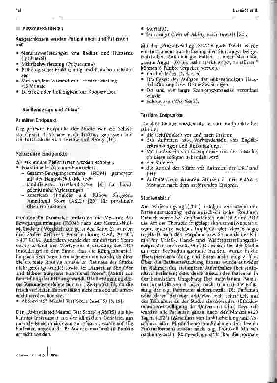 Vorschauseite 4: Frakturen der oberen Extremität beim geriatrischen Patienten -Harmlose Monoverletzung oder Ende der Selbstständigkeit?